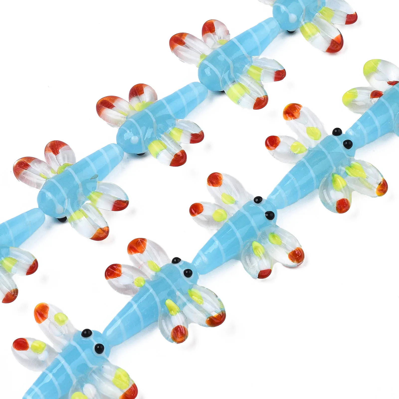 20Pcs/Strand Autumn Theme Handmade Lampwork Beads Colorful Dragonfly Spacer Beads For Bracelet Jewelry Making Supplies 21x29x7mm