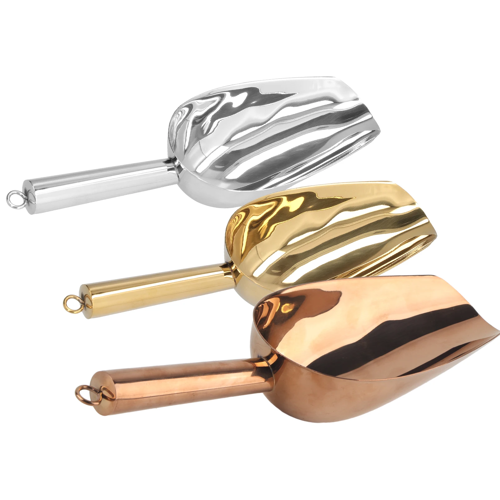 Ice Scooper Stainless Steel U Shaped Sturdy Food Grade Ice Bucket Scoop for Home Hotel Restaurant Kitchen Tools