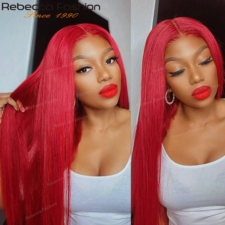 Rebecca Straight Hair Bundles Red Oxbloond Human Hair Bundles 3/4Bundles Brazilian Hair Weave Bundles Deal Human Hair Extensions images - 6