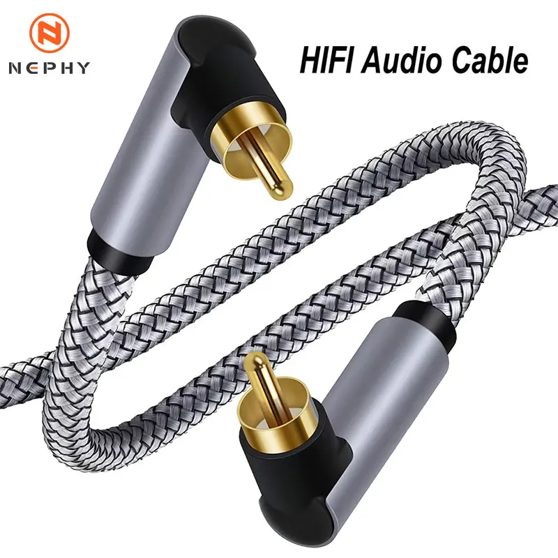 Premium Right Angle Dual RCA Subwoofer Audio Cable - High-Quality Coaxial Connection for Enhanced Sound (Available in 10M & 15M)
