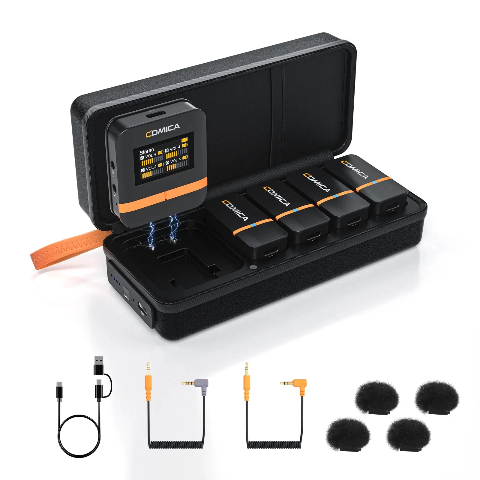 Comica-Vimo-Q-Four-channel-Mini-Wireless-Lavalier-Microphone-System