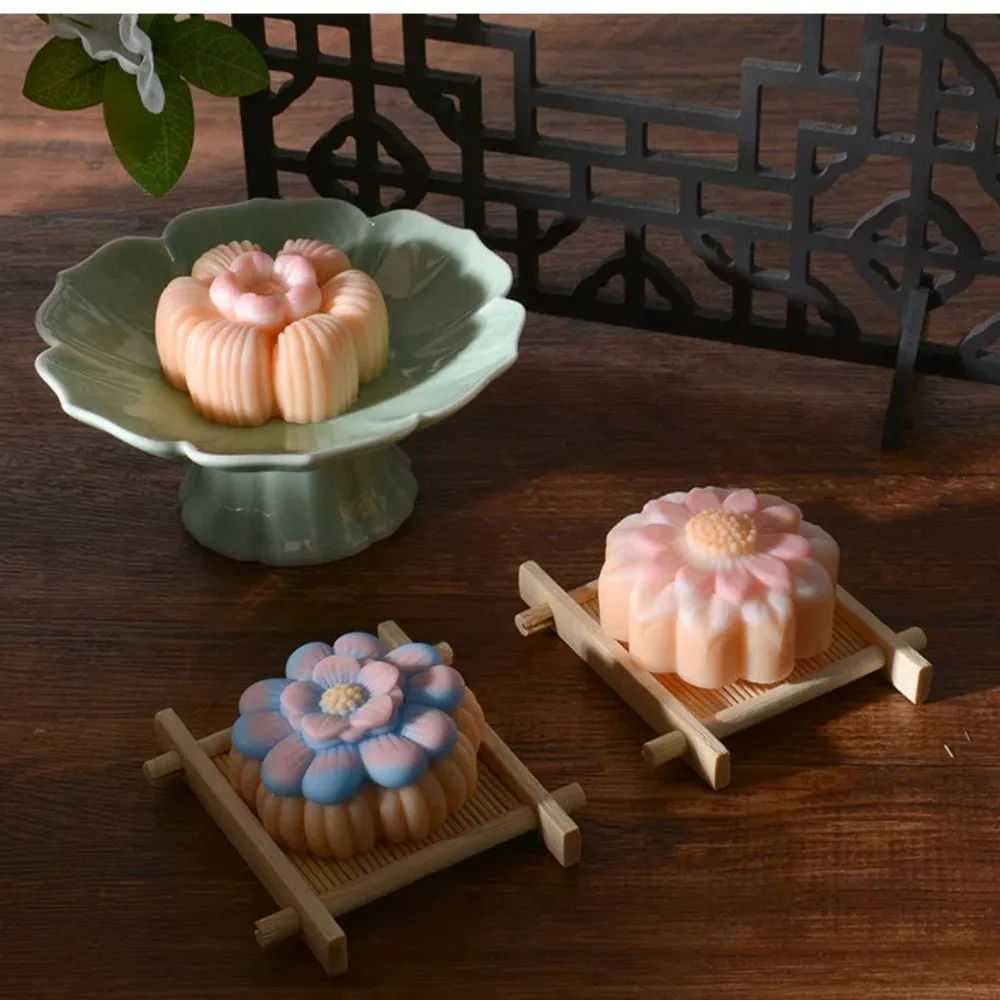 National Style Peach Blossom Pastry Silicone Mold 3D Flower Shape Jelly Candy Moulds DIY Reusable Silicone Soap Mold