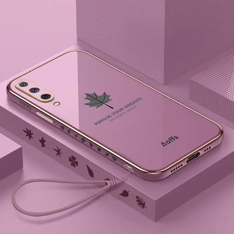 thumbnail image 1 of Funda de lujo con cordón de hoja de arce A 50 30s 70 para Samsung Galaxy A50 A70 A30s A7 2018 A20 A30 A21s A20s cubierta de silicona chapada A50s, 1 of 5