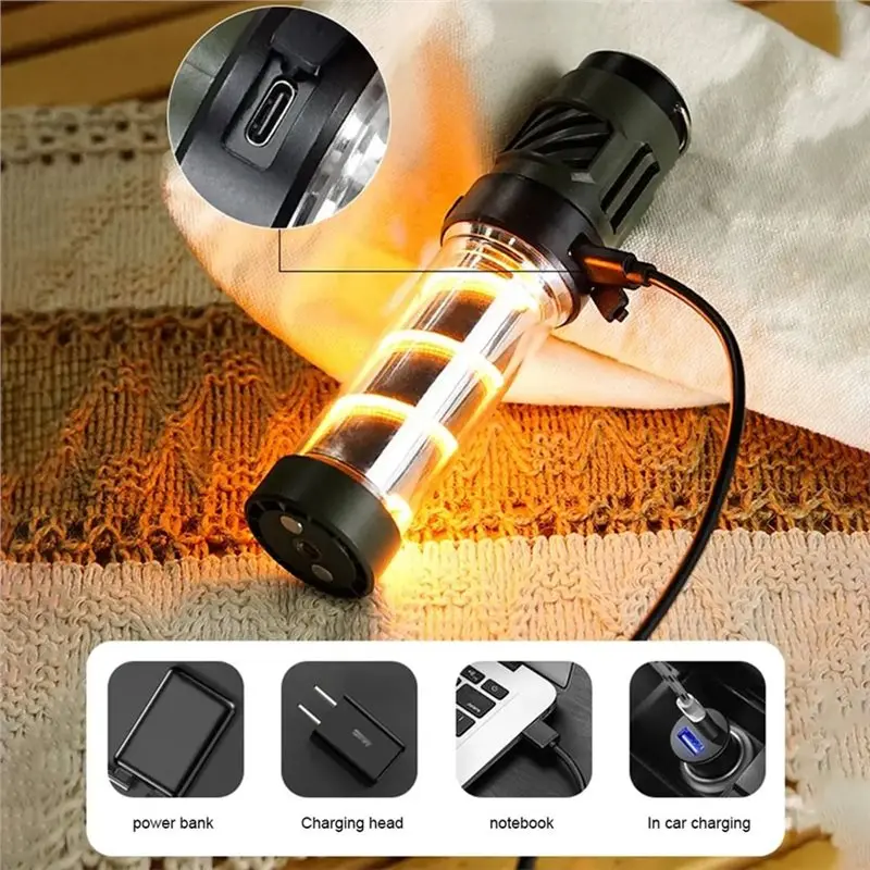 HRBAJ-모기 퇴치 램프(삼각형 브래킷 포함) USB 충전식 미니 LED 손전등 야외 랜턴 캠핑 라이트