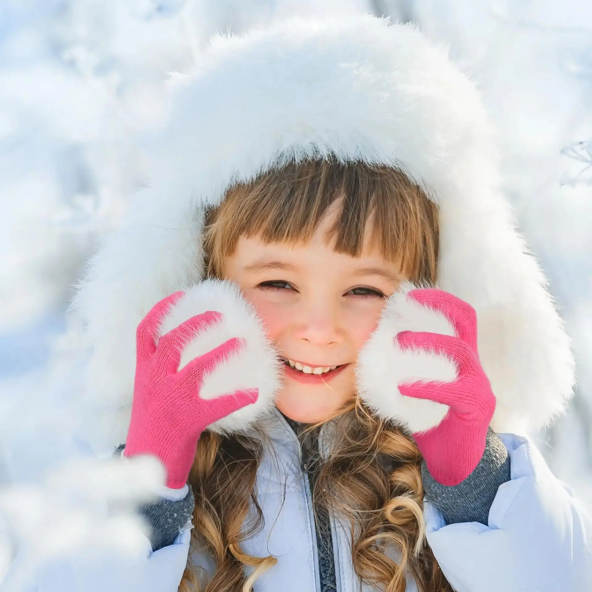 Winter Warm Kids Gloves Windproof Knitted Soft Full Finger Outdoor Cycling Gloves Thermal Anti-cold Children Running Gloves