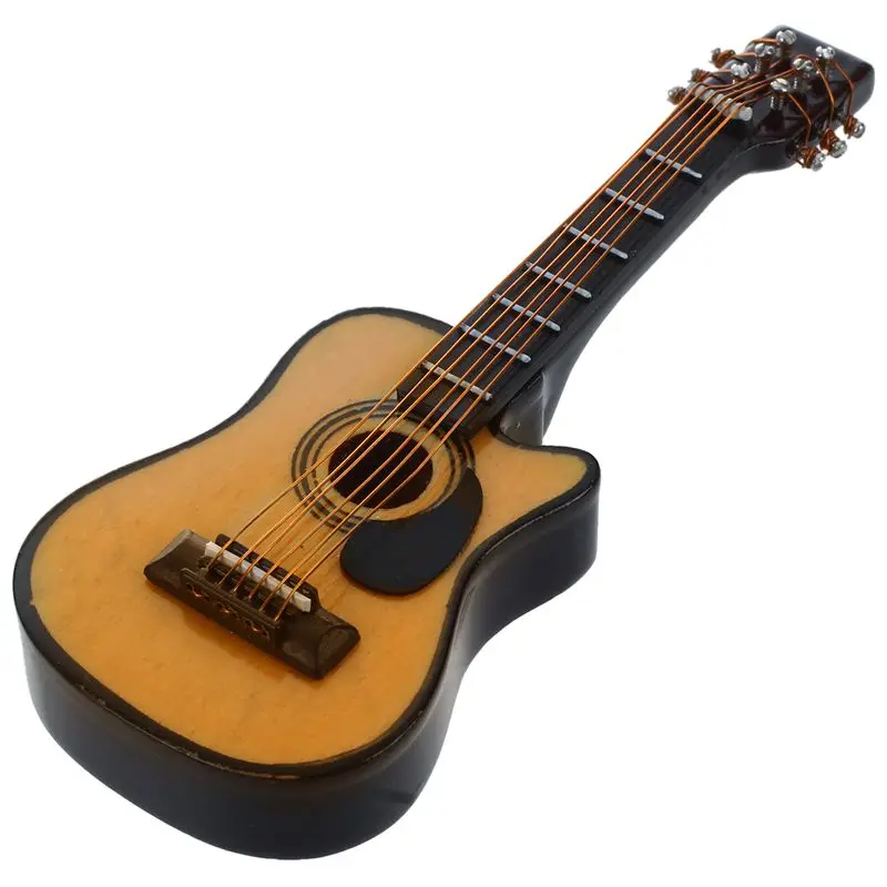 1:12 Dollhouse Miniature Music Instrument Acoustic Guitar Yellow and Brown red electric guitar polyester straps ethnic style ballad acoustic guitars bass belt musical instrument accessory