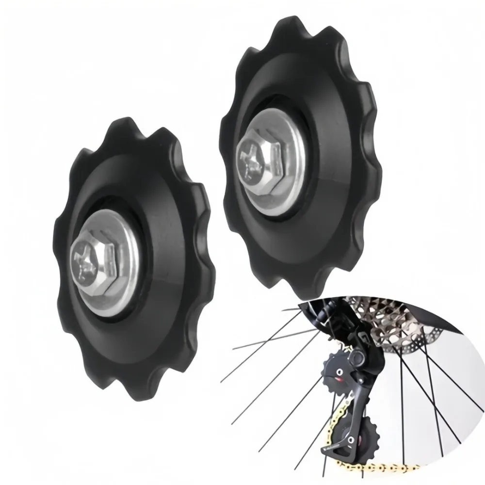 Set of 2 MTB Bike Bearing Jockey Wheels - Durable Plastic Rear Derailleur Pulleys