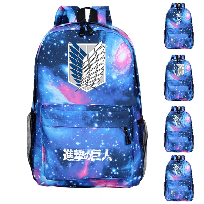 

Attack on Titan Backpacks New Boys Girls School Bags Anime Bookbag Unisex Travel Knapsack Children's Backpack Luminous Mochila