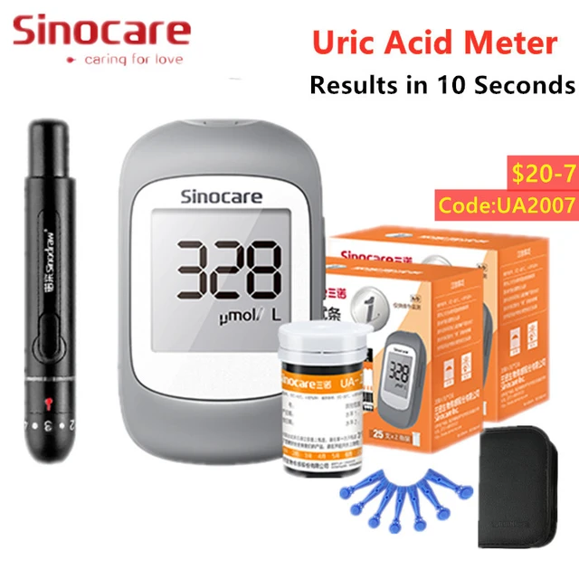 Sinocare New UA I Uric Acid Monitor with Lancet or Only Test Strips  Household Uric Acid Meter used to Gout Tester Device - AliExpress
