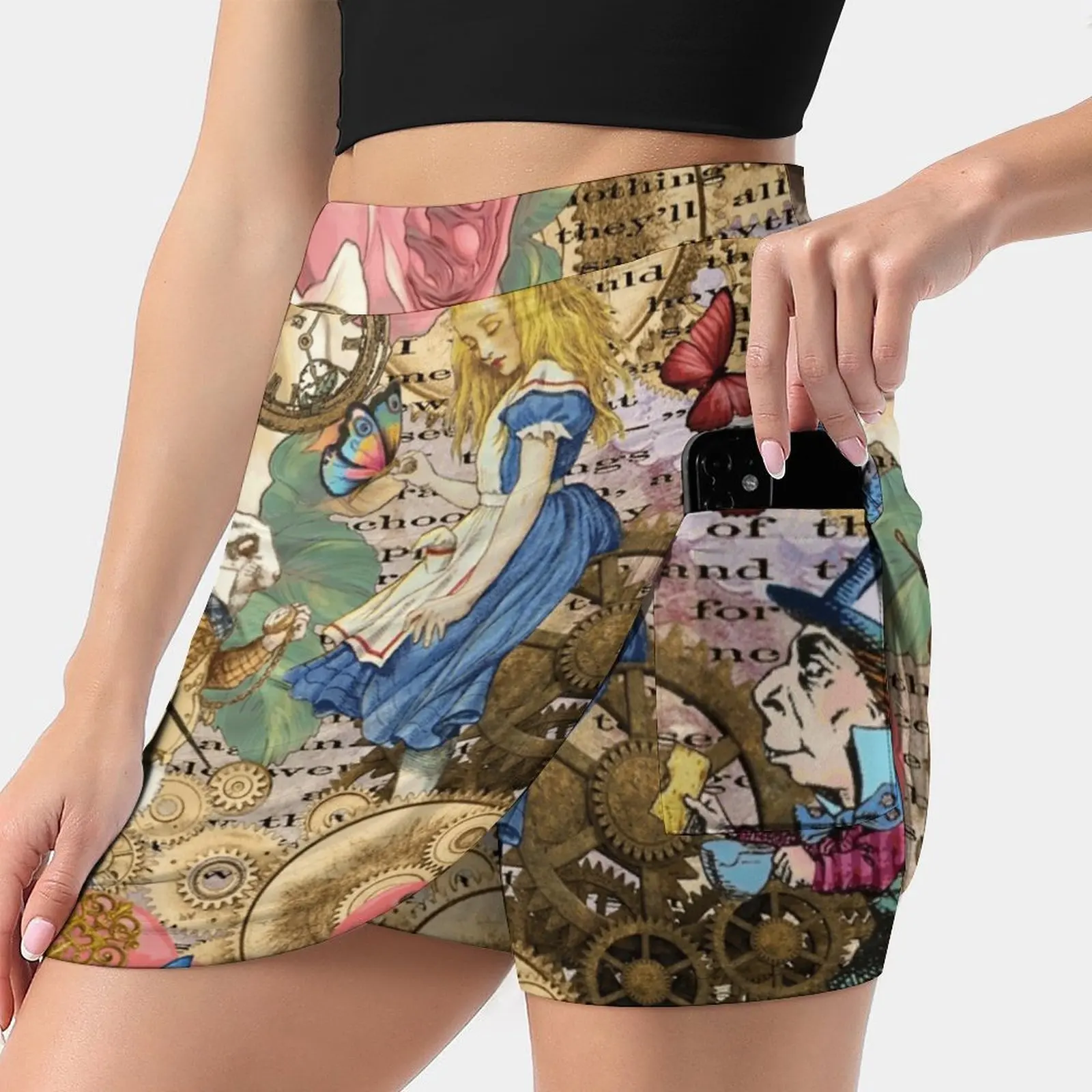 

Alice In Collage Women's skirt Y2K Summer Clothes 2022 Kpop Style Trouser Skirt With Pocket Alice In Collage Elements Mad