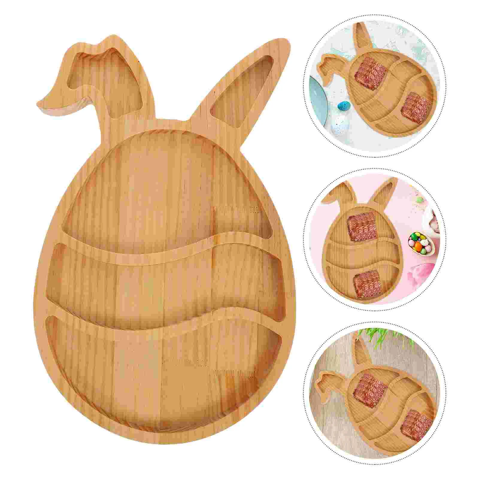 Easter Serving Dishes Rabbit Tray Candy Wooden Bunny Platters Khaki Holiday Charcuterie Board Child 3