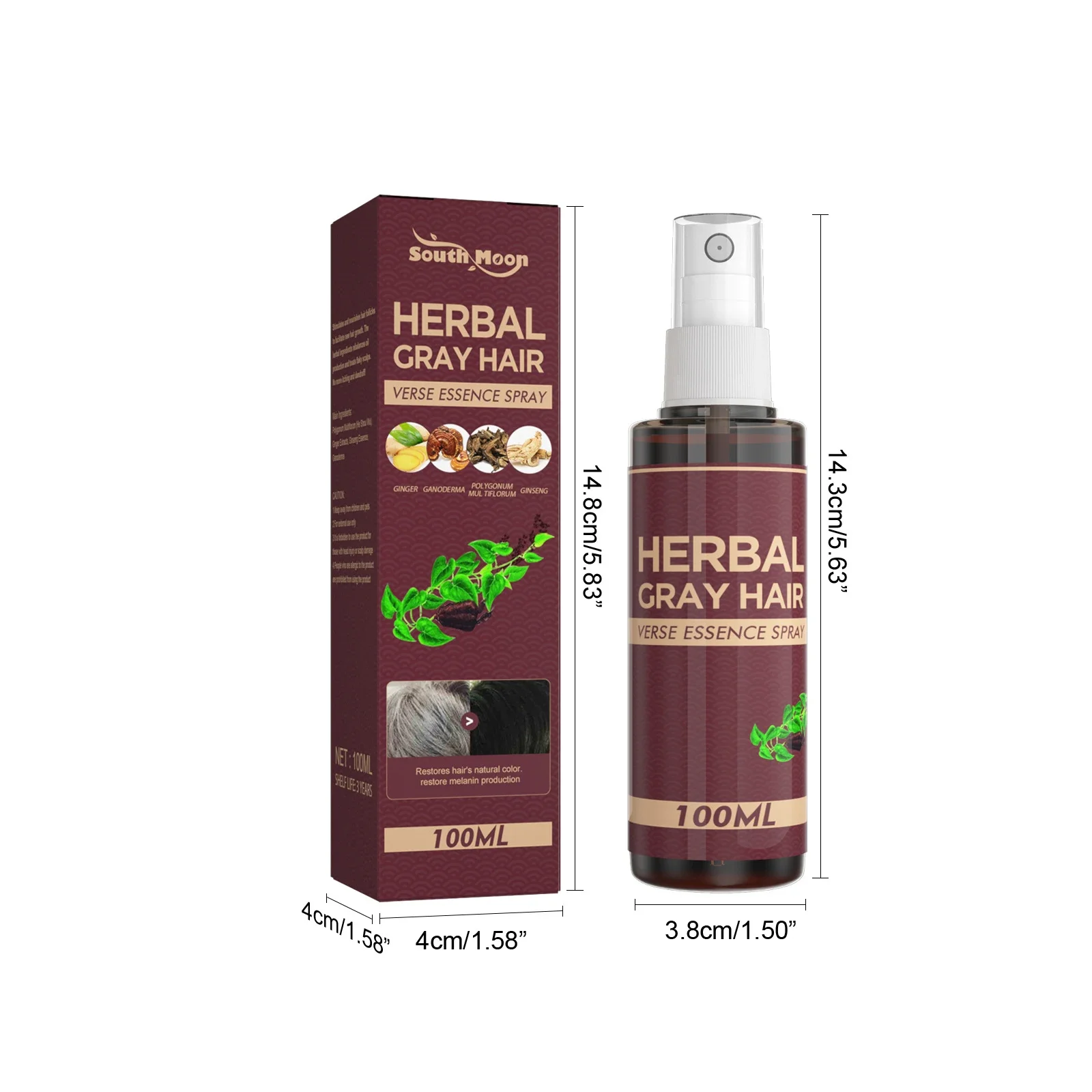 Description Picture 2 of item100ml Hair Darkening Spray Anti White  Herbal Hair Care Serum Blacken Hair Reduce Gray  Scalp Nourish Glitter  Spray