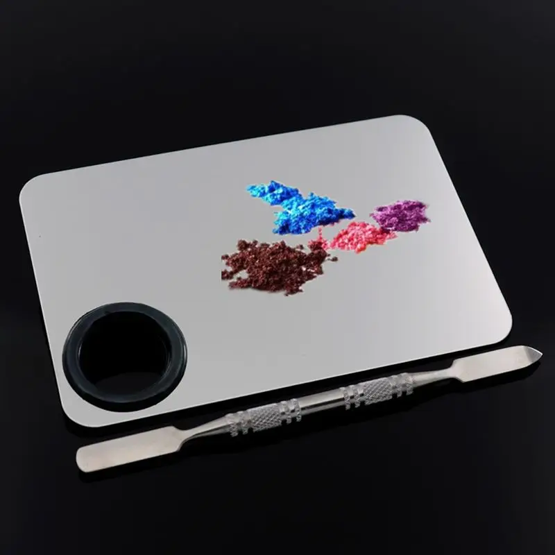 1 Set Rectangular Stainless Steel Palette With Paint Mixing Knife Makeup Artist Palette for Acrylic,Watercolor,Oil Paints לציור 1 set rectangular stainless steel palette with paint mixing knife makeup artist palette for acrylic watercolor oil paints לציור