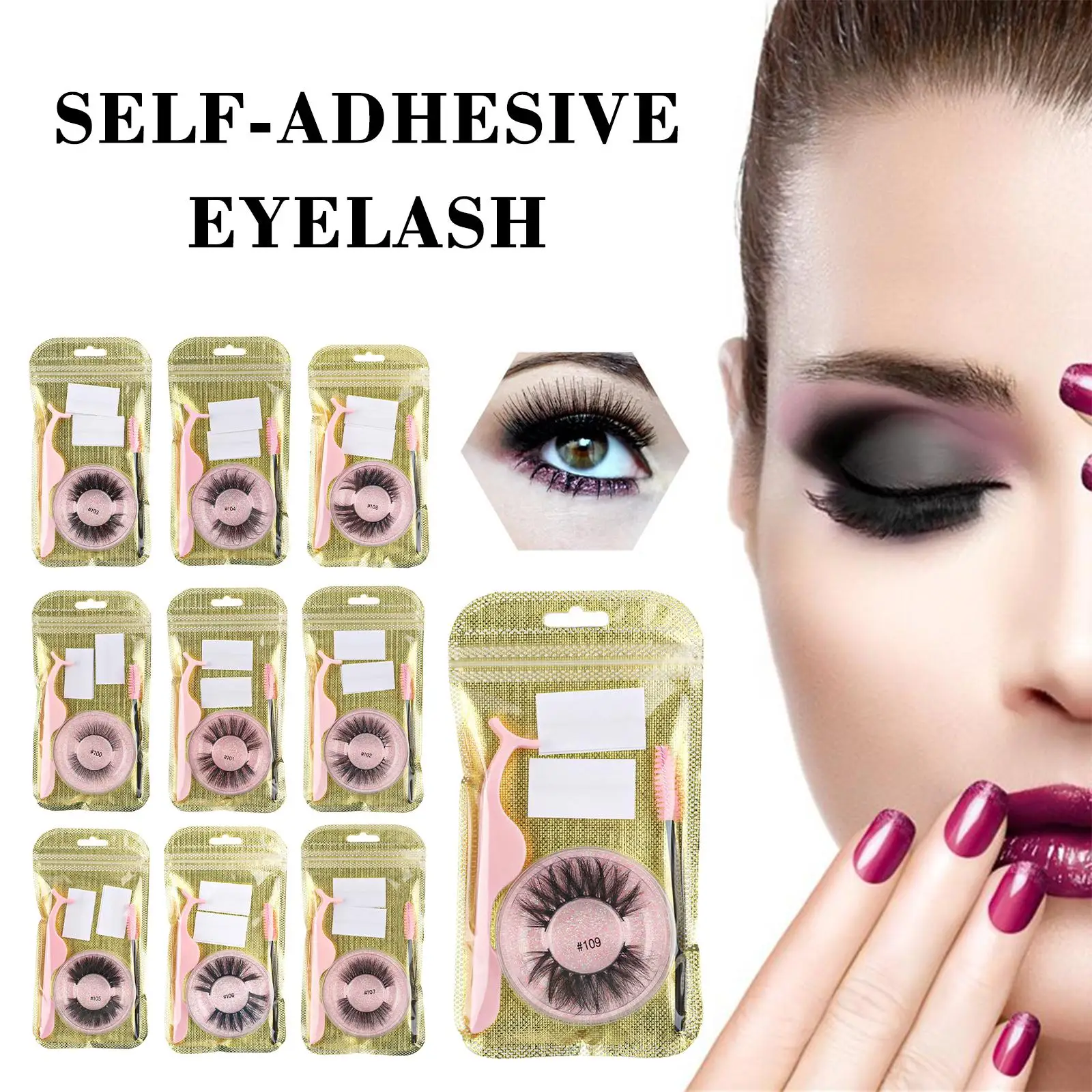 

Reusable Self Adhesive Eyelashes Multi Styles Waterproof Crystal Box Needed Lashes With No Natural False Glue N7X2
