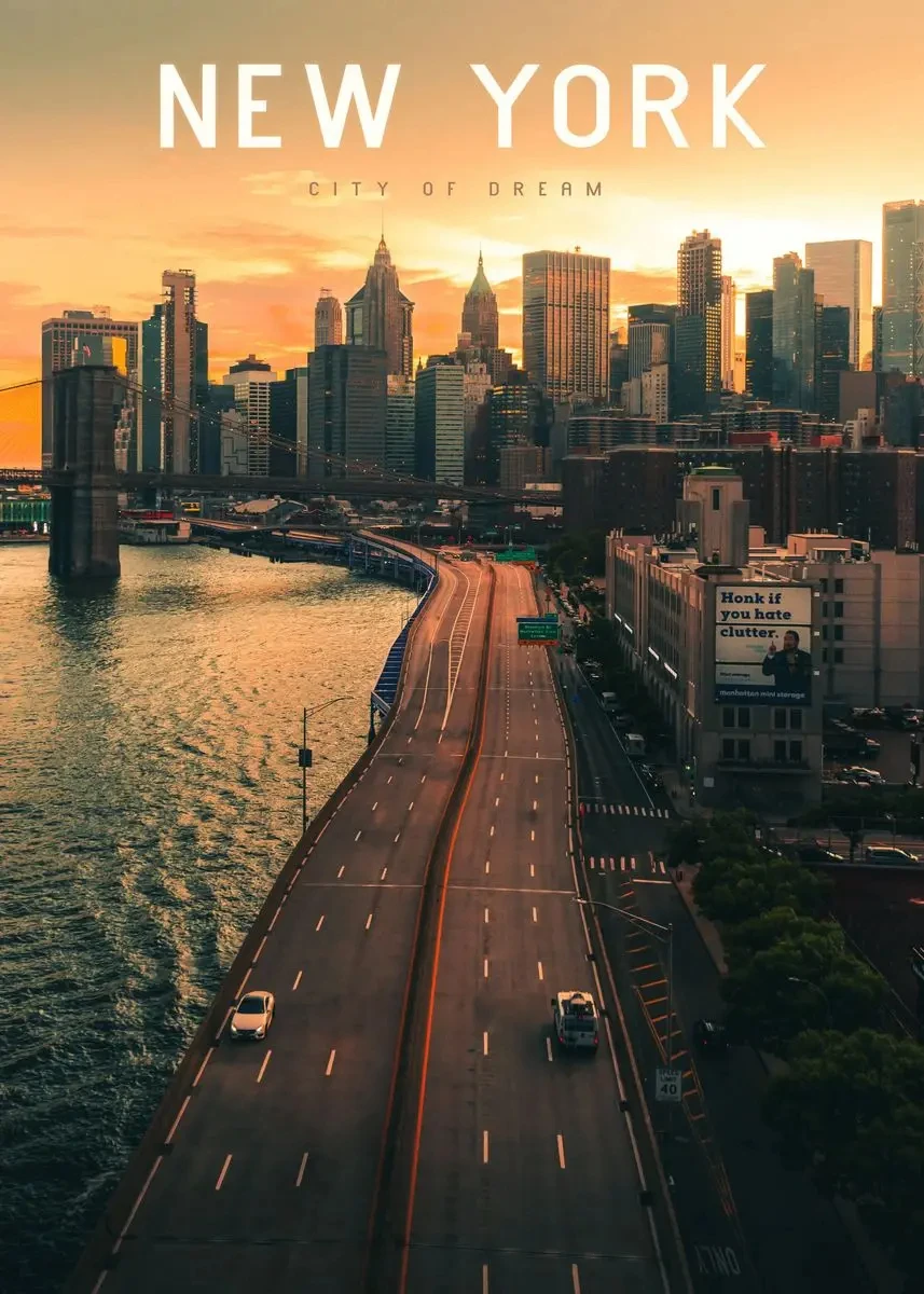 Manhattan Night Skyline Wall Art Canvas Print