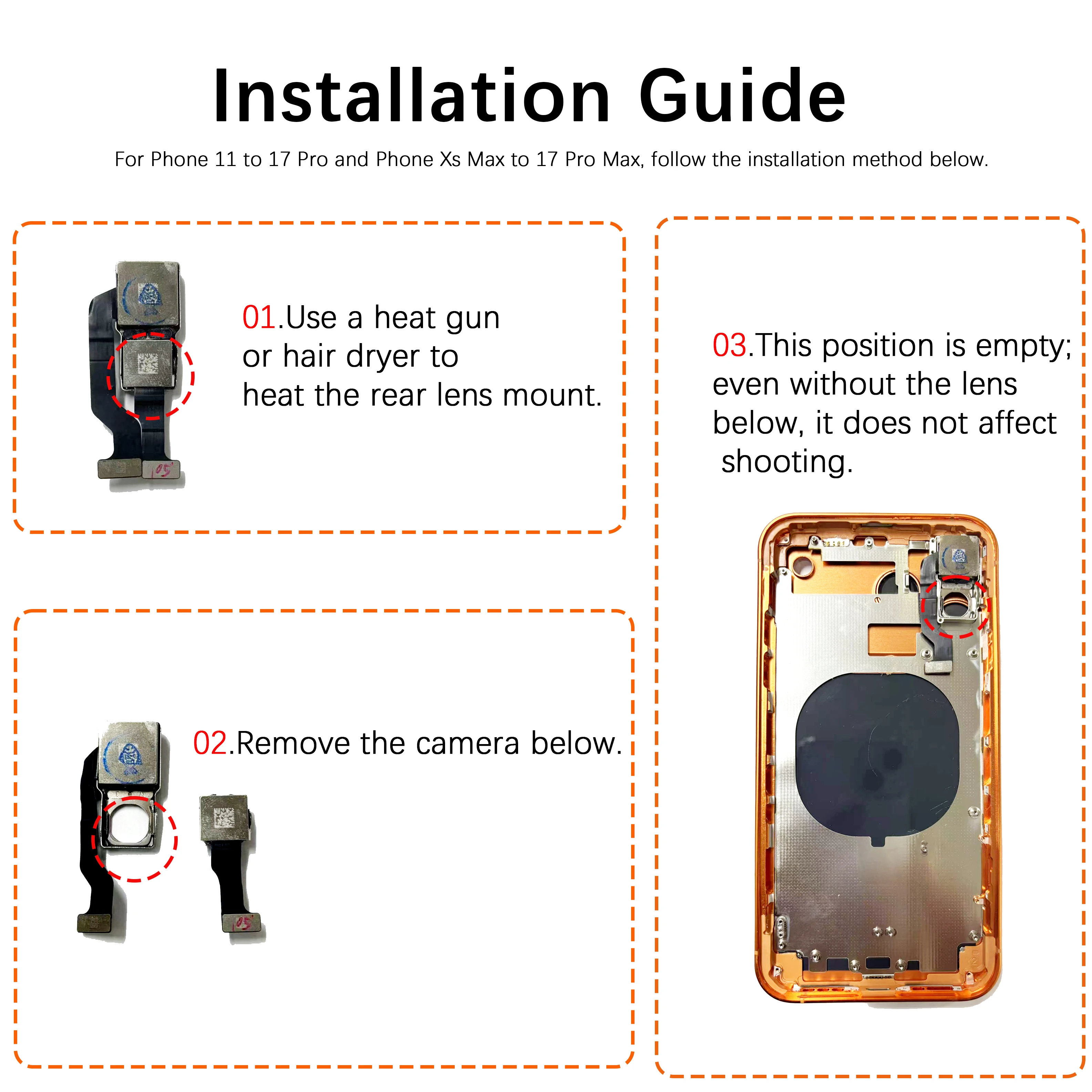 Housing for iPhone Xs Max to 17 Pro Max Conversion, Back Cover