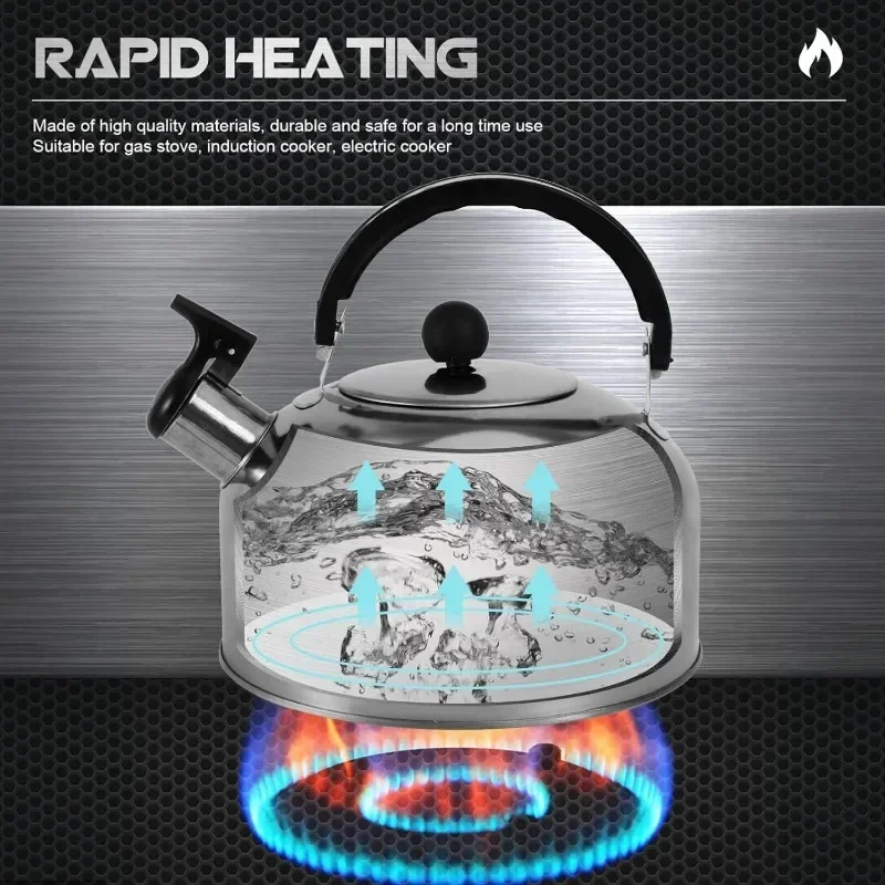 3L Stainless Steel Teapot Stove Water Kettles Teapot Gas Water Kettle Whistling Kettle Trips Tea Hiking Cooking Teakettle whistling teapot