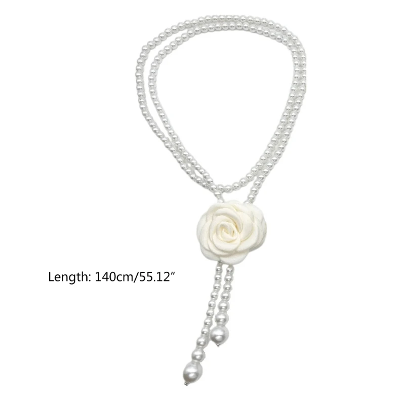 동백 꽃 진주 바디 체인 여성 밸리 체인 벨트 허리 쥬얼리 액세서리 Y1UA