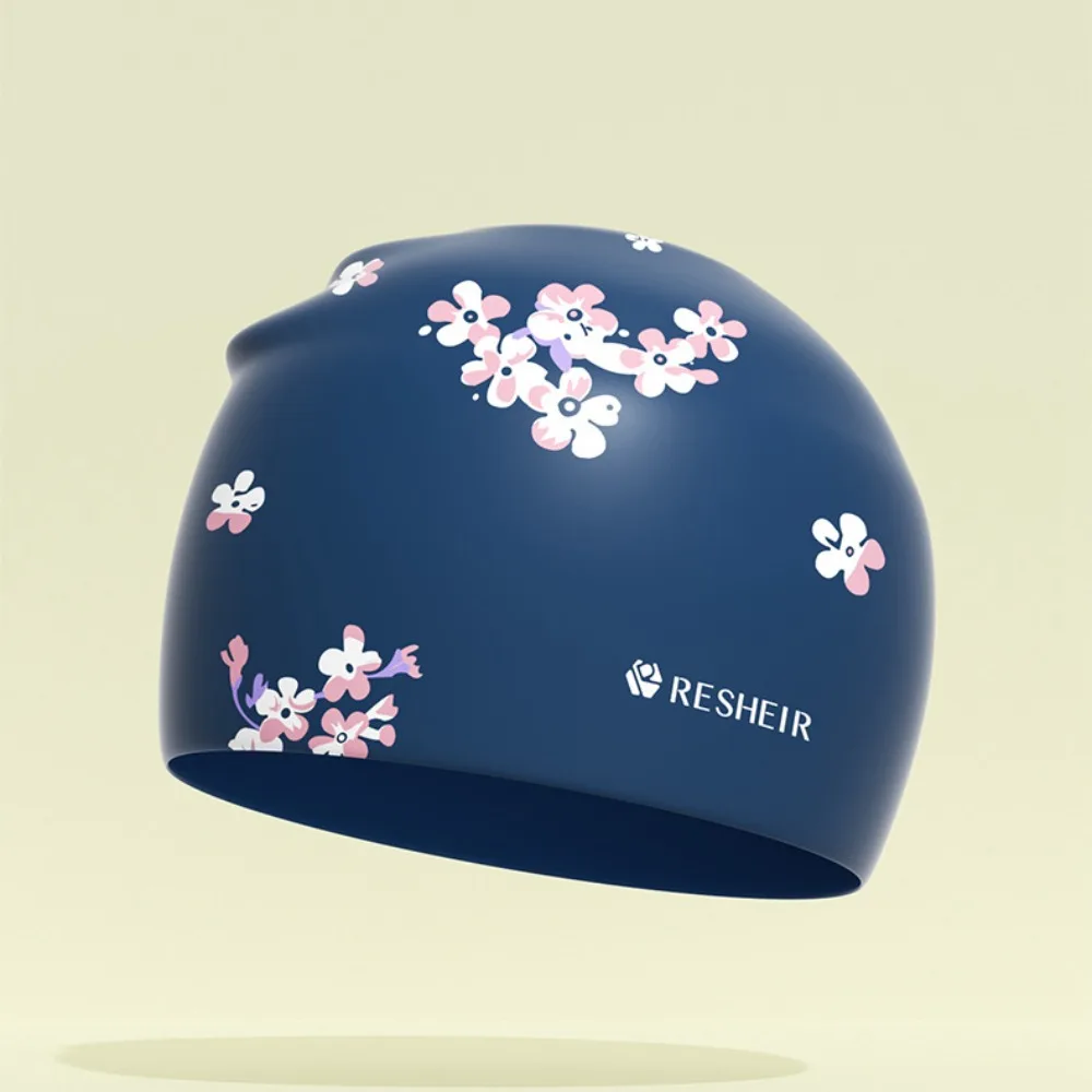 

Гибкая силиконовая профессиональная шапка для плавания свободного размера, водонепроницаемые шапки для купания, универсальная шапка для дайвинга с цветочным принтом для взрослых