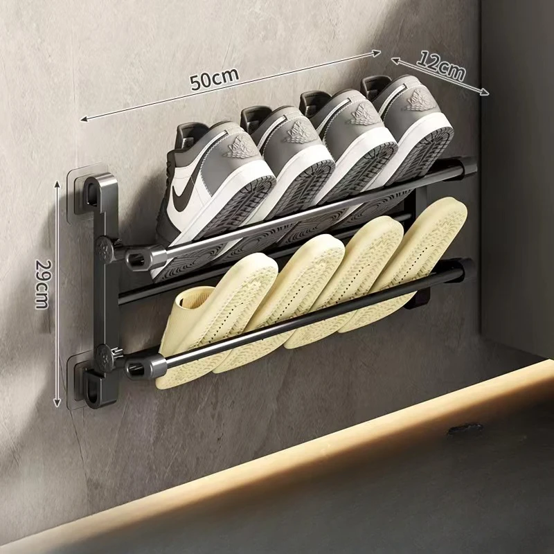 Hole-free Shoe Rack Behind The Door Wall-mounted Anti-theft Door Slipper Rack Small Multi-layer Household Shoe Rack Shoe Organizer