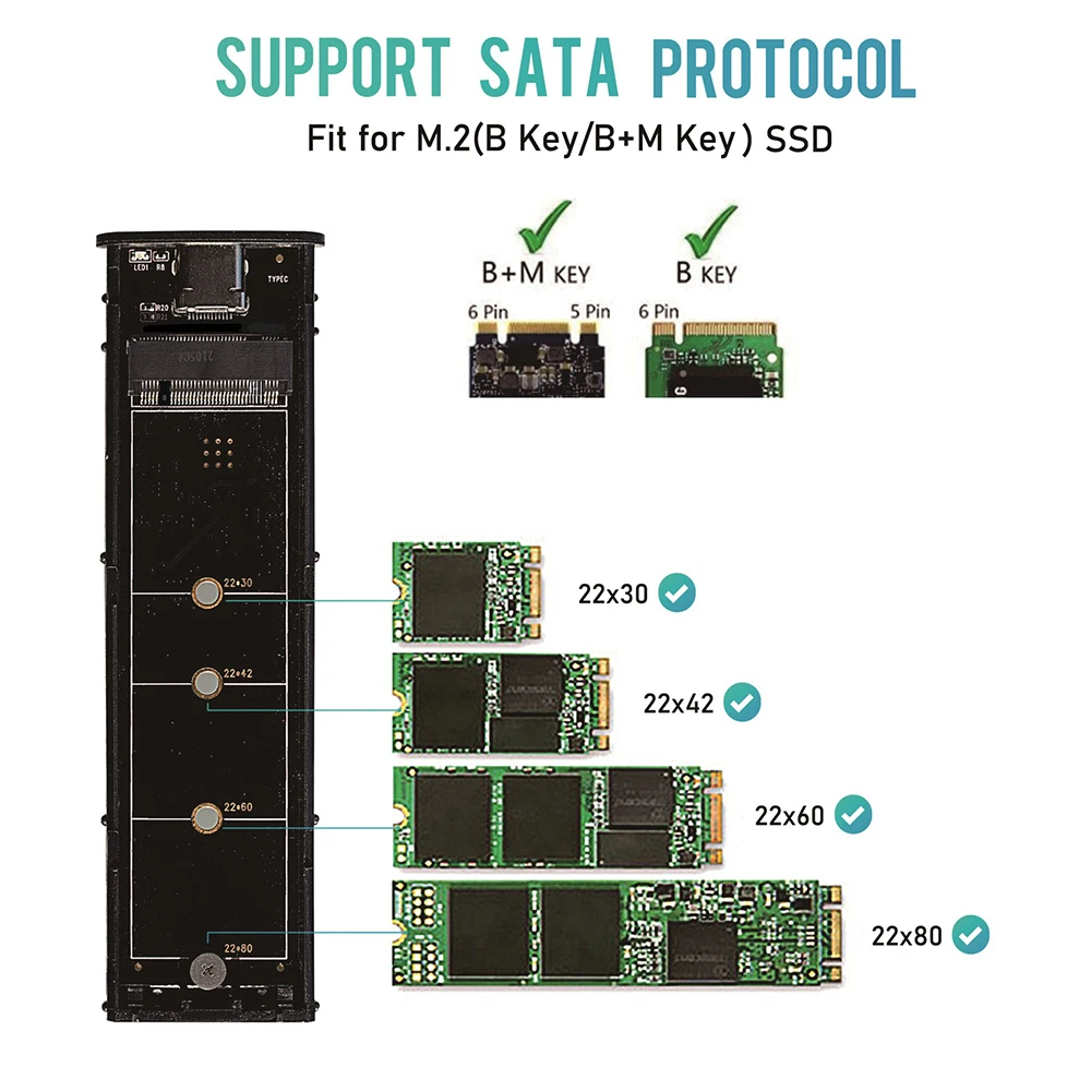 M.2 NGFF SATA ϵ ũ ̽   M2 NVMe/SATA SSD ̽, 10Gbps HDD ڽ SSD To USB 3.1 Ŭ C To A, M2 ϵ ũ 