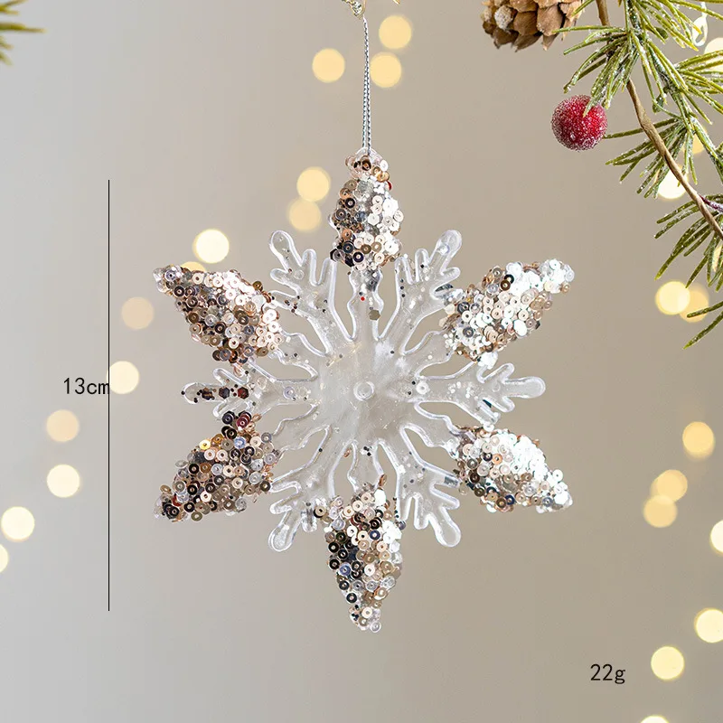 thumbnail image 1 of Colgante de árbol de Navidad con lentejuelas de ciervo y copos de nieve de acrílico transparente, adornos colgantes de Navidad, decoración del hogar para niños, regalos de Año Nuevo DIY, 1 of 5