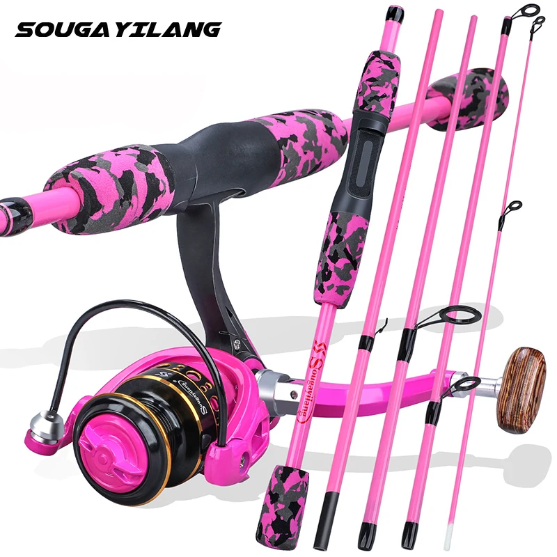 Sougayilang Portable 5 Sections Fishing Rod Combo Fishing Rod and 1000 -3000 Series Spinning Reel Set Pesca Tackle