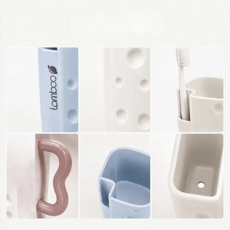 1/3Pcs Household Cup With Independent Toothbrush Placement, Suitable For Home And Boarding Students_voghion.com