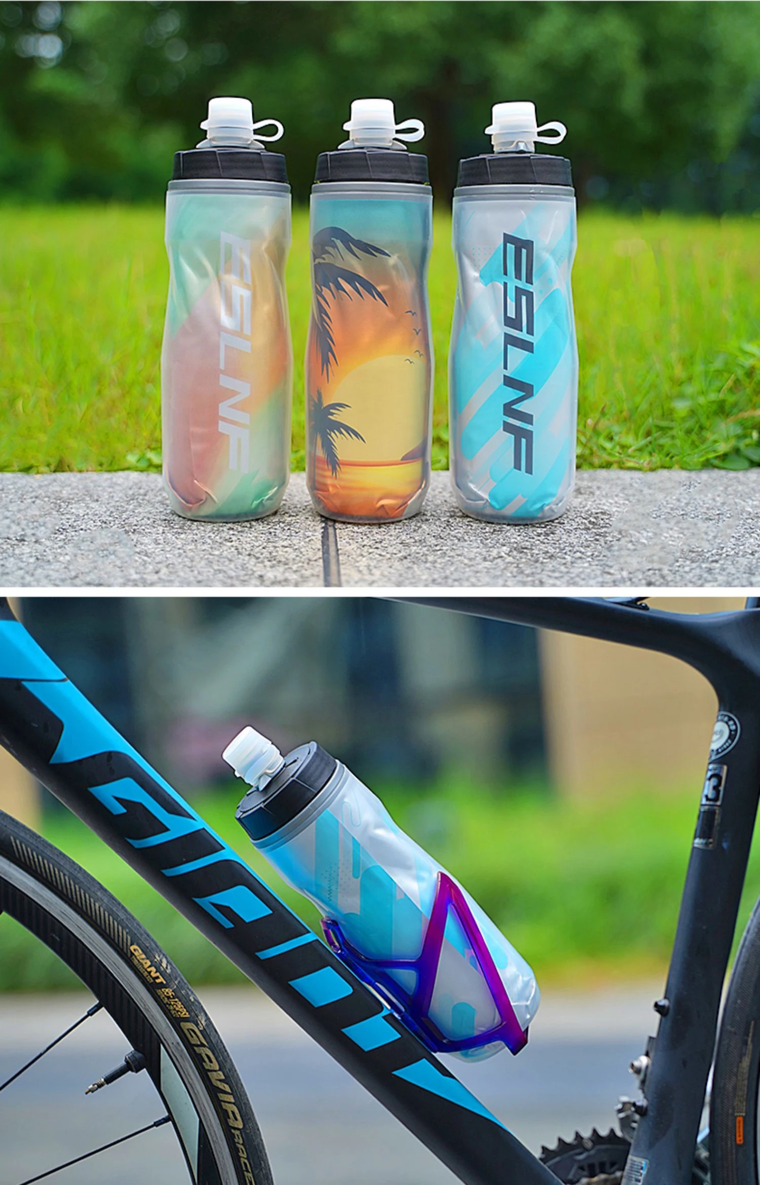 ESLNF Bicycle Water Bottle Ice Protection Sports Water Bottle Large Capacity Fitness Water Cup Outdoor Cycling Water Cup Accesso