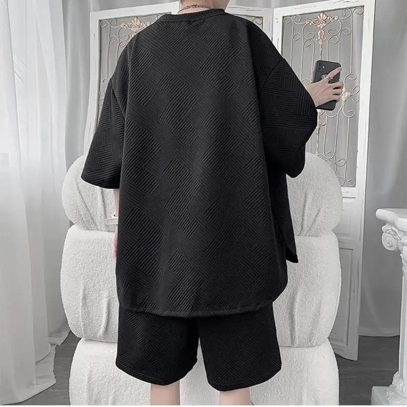 2024 Summer New Men's Two Piece Set Casual Oversized Tshirt and Shorts Set Mens Sports Suit Fashion Tracksuits for Male XXXXXL