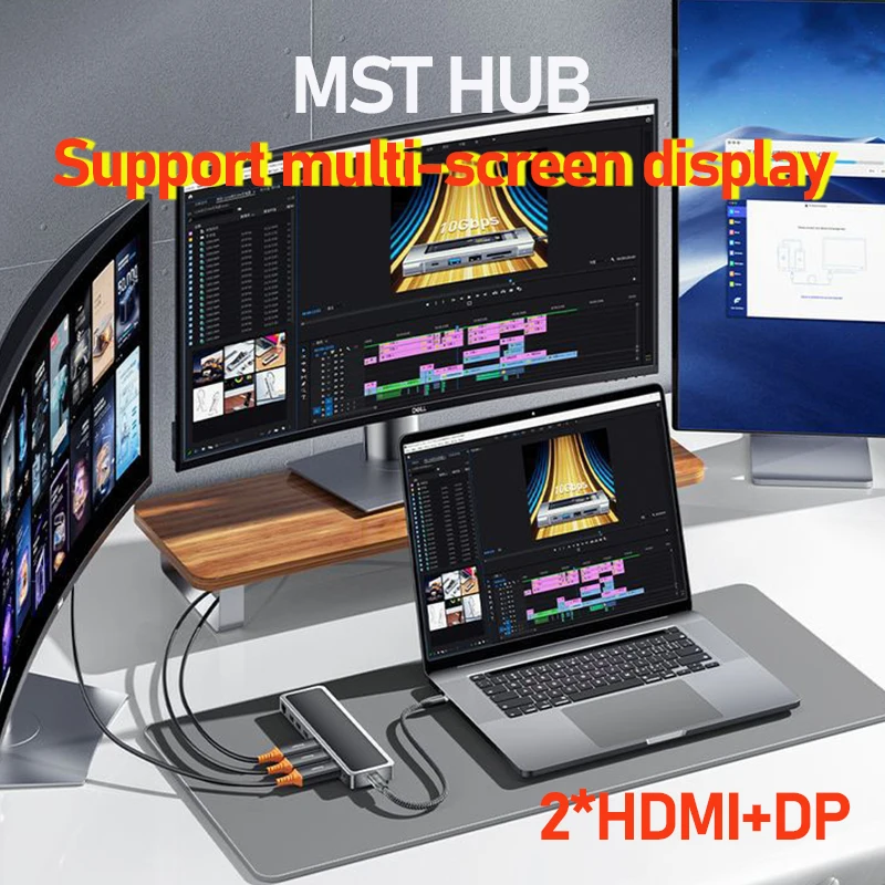 Suporta Modo Mst Dual hd dp 4k 60hz Thunderbolt Dock Hub Usb c Hdmi Docking Stations para Laptops Macbook Pro Air Mac Acessórios - Imagem 5