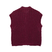 Willshela Women Fashion With Pockets Solid Single Breasted Knitted Vest Tank Tops Vintage O-Neck Sleeveless Female Chic Lady Top - Image 5
