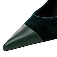 Korean Version Party 10cm 7cm High Heels Women Shoes Thin Heels Velvet Shallow Montage Pointed Toe Metal One-line Buckle Pumps - Image 4