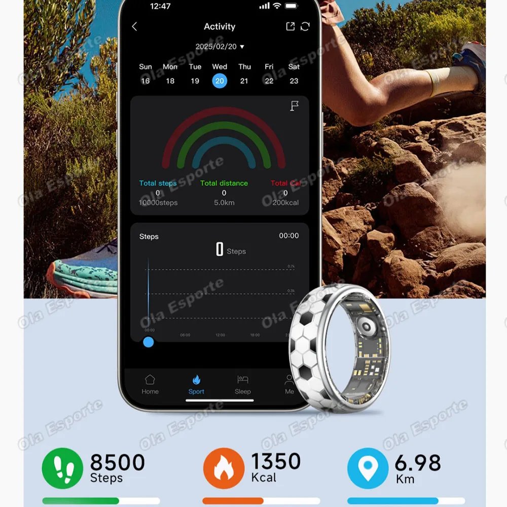 2026 New Smart Ring Information Vibration Reminder Heart Rate Sleep Monitoring For Men Women Football Style SmartRing Waterproof 5