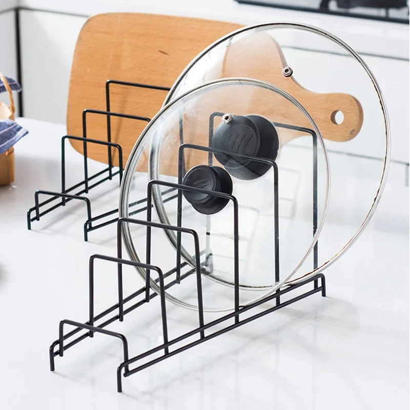 Iron Art Rack Shelf Multi Layer Space Saving Organizer Cutting Board Pot Lid Plates Stand Holder Storage For Kitchen Home Decor 2
