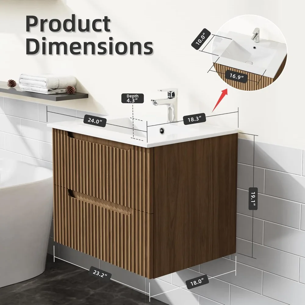 Wall-Mount Bathroom Vanity with Basin Sink Floating Bathroom Cabinet for bathroom vanity