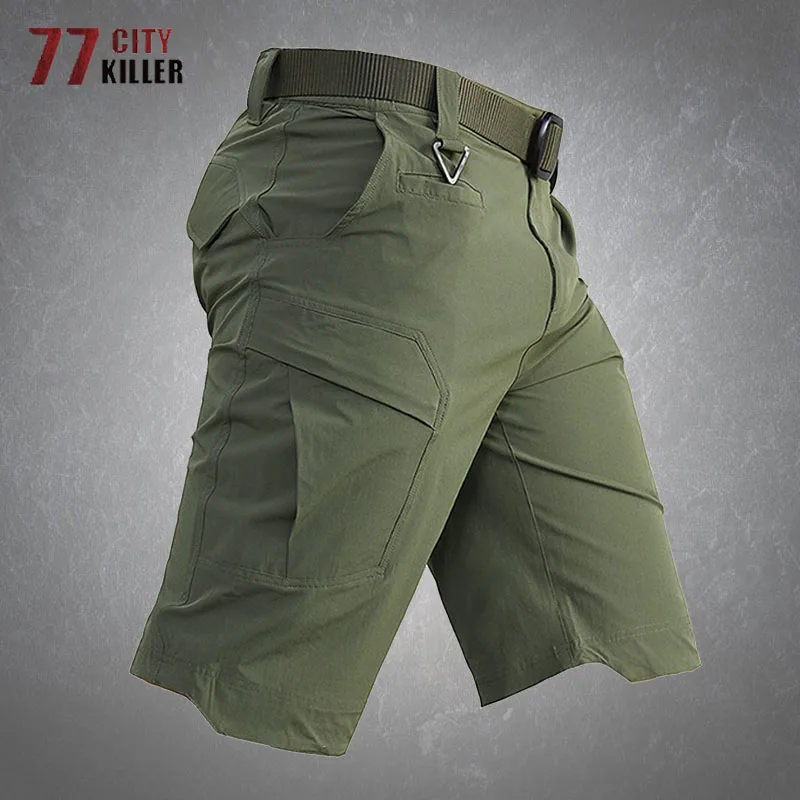 

Summer Quick Dry Tactical Shorts Men Outdoor Ripstop Multi-pocket Solid Color Cargo Pants Male Casual Waterproof Military Shorts