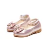 Spring Autumn Kids Leather Shoe Elegant Bowtie Girl Princess Shoes Fashion Causal Wedding Children's Flats Ankle-strap Versatile 6