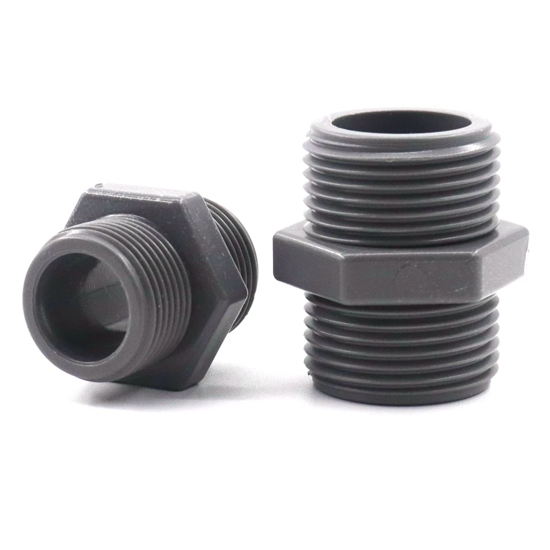 Grey Male Thread PVC Connectors Garden Water Tube Thread Joint Adapter 1/2" ~ 2" Aquarium Fish Tank Pipe Connector Fittings pipe fitting,water pipe fitting,hose pipe fitting