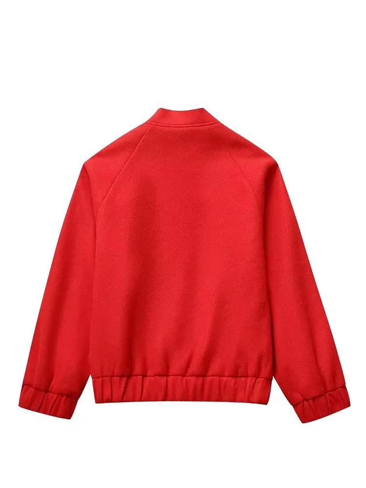 HH Women Red Coat Casual Single Breasted Long Sleeve Female Coats 2025 Fashion Loose O-Neck Office Lady Outwear