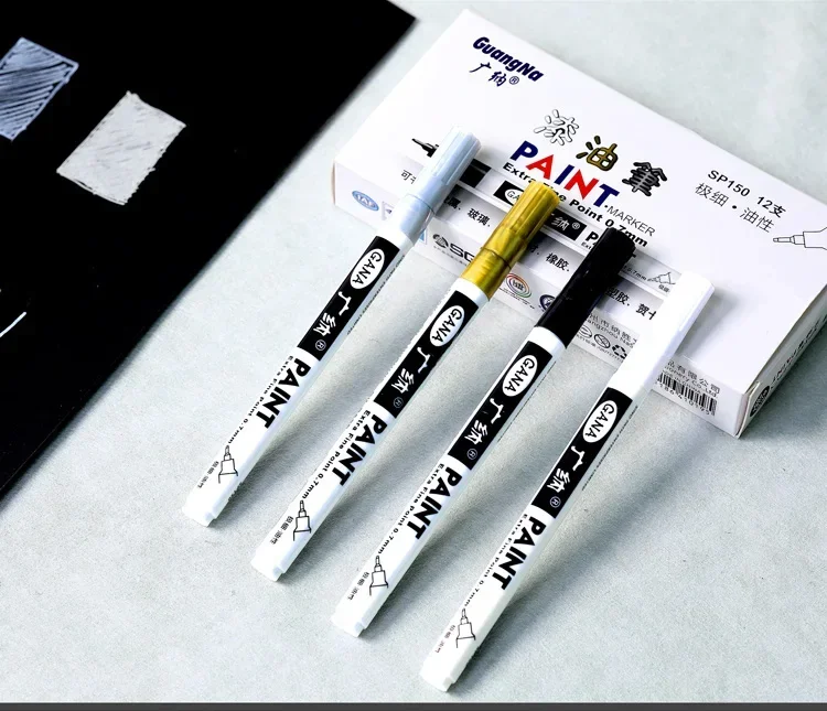 Oil Based White Black Permanent Paint Markers Pens 0.7mm Extra Fine Waterproof image 12