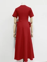 GALCAUR-فساتين مزينة بقطع القماش للنساء ، رقبة مستديرة ، أكمام قصيرة ، خصر مرتفع ، فستان تنحيف بسيط أنيق ، متين ، نسائي 1