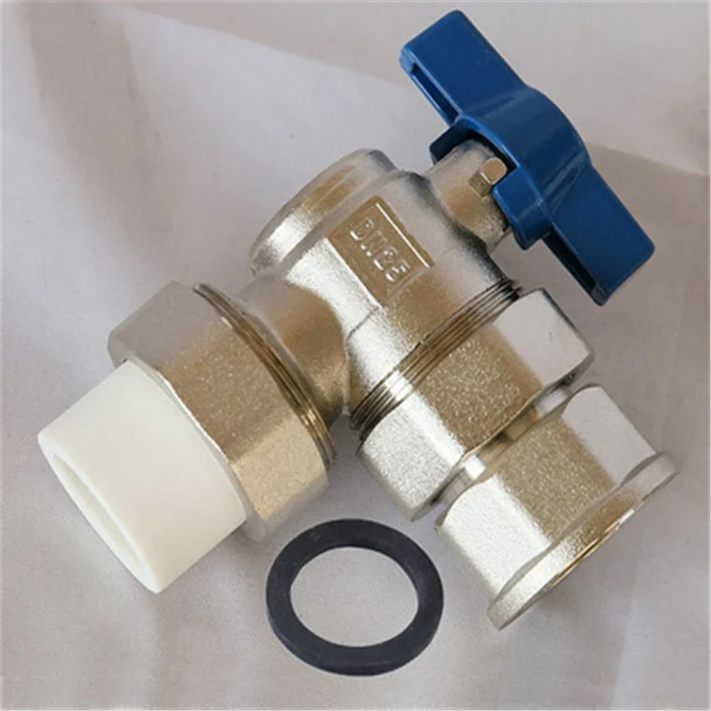 1pcs for Floor Heating Valve Full Copper Angle Ball Valve Electroplating Outer Wire Ball PPR25mm Can Be Equipped