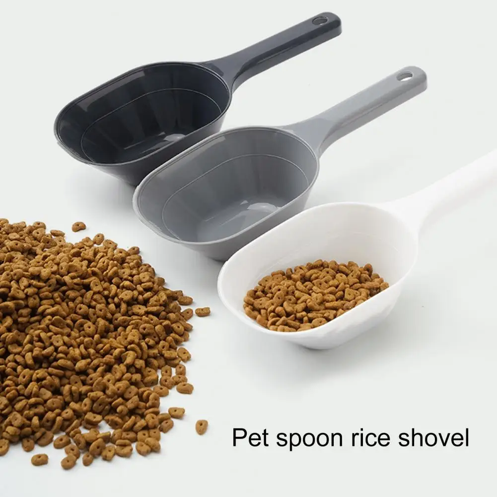 Pet Feeding Shovel Flat with Hanging Hole Pet Dog Cat Dog Food Spoon Plastic Shovel Pet Feeder Pet Supplies 1pcs plastic pet food spoon dog cat food shovel pet feeder feeding supplies pink green blue optional