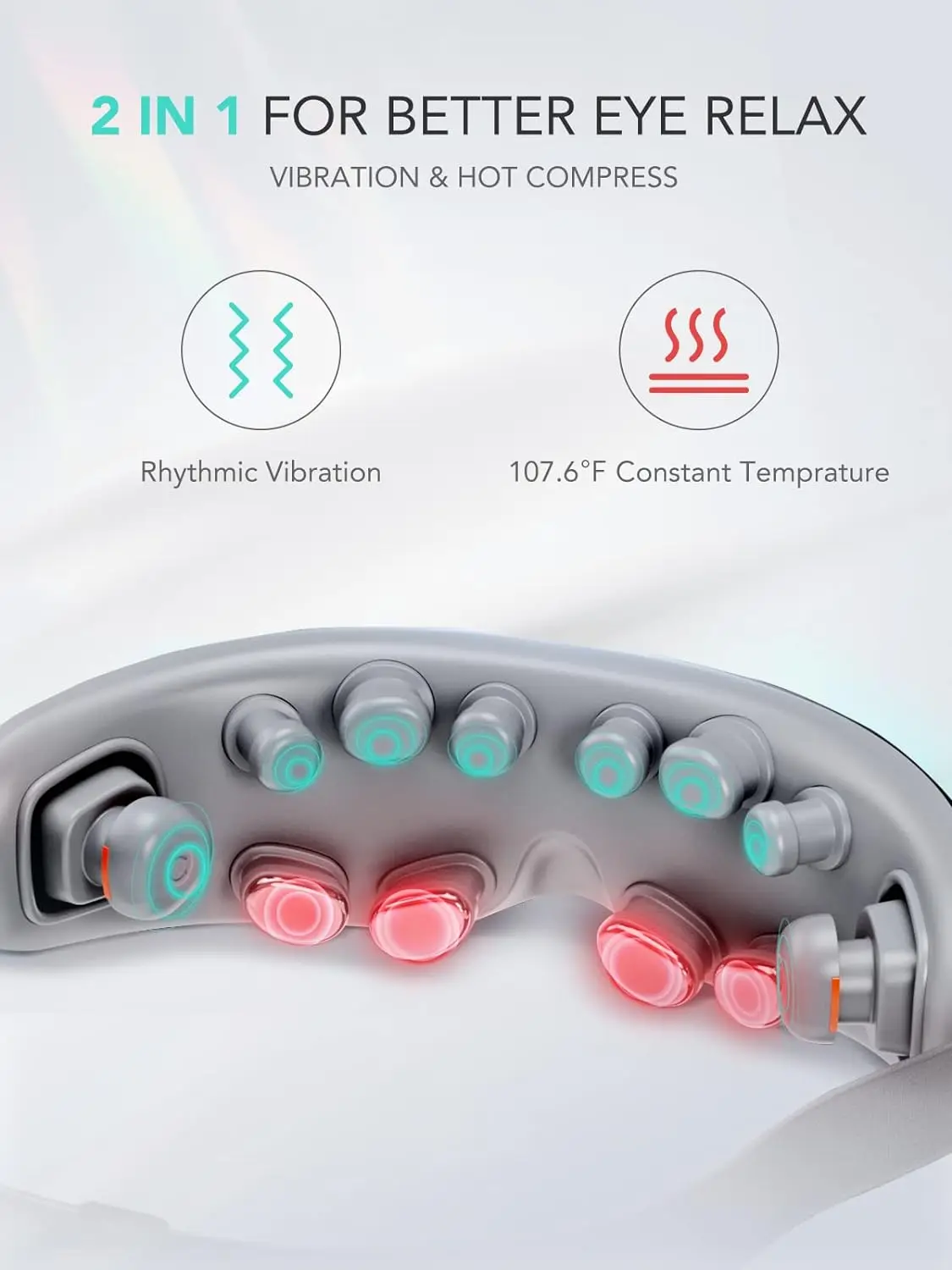 SKG E7-EN Eye Massager with Heat, Vibration Bluetooth Music Smart Eye Massager for Migraines, Adaptive Temple Massage, Relax