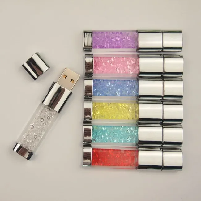 USB Flash Drive Flash Drive Usb Flash Drive Crystal LED Lights Memory Card Flash Drive 32GB Pen Pendrive 64GB U Disk 4G 8G 16G Cle Usb Gift
