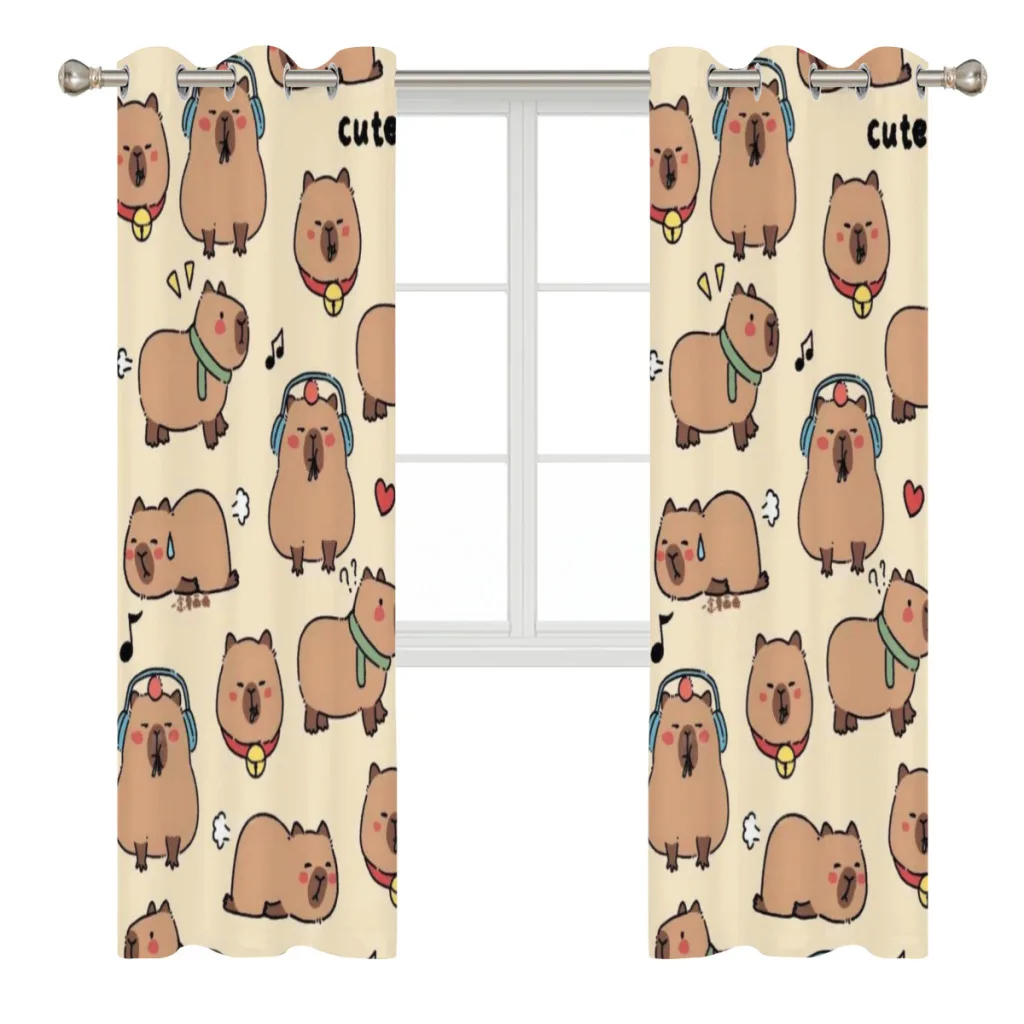 Capybara 2 PC Blackout Windows Curtain  for Living Room Bedroom Bathroom Curtains 3
