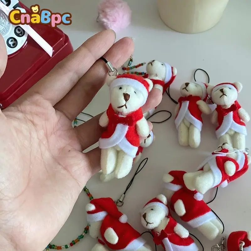 

1 шт. милый Рождественский медведь, плюшевая игрушка, милый мягкий медведь, кукла, плюшевое животное, подвеска, брелок для Рождественского украшения
