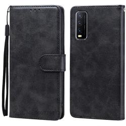 Luxurious Vivo Leather Flip Wallet Phone Case for Vivo Y20 (Black)