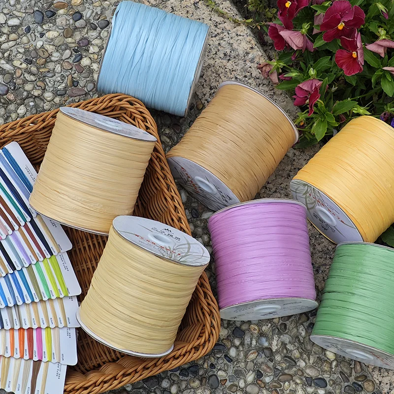 330g 600M Matte Raffia Yarn Thread Artificial Plant Fiber Crochet Yarn for Crafts Summer Straw HatBags Hand Woven 60 Colors 3